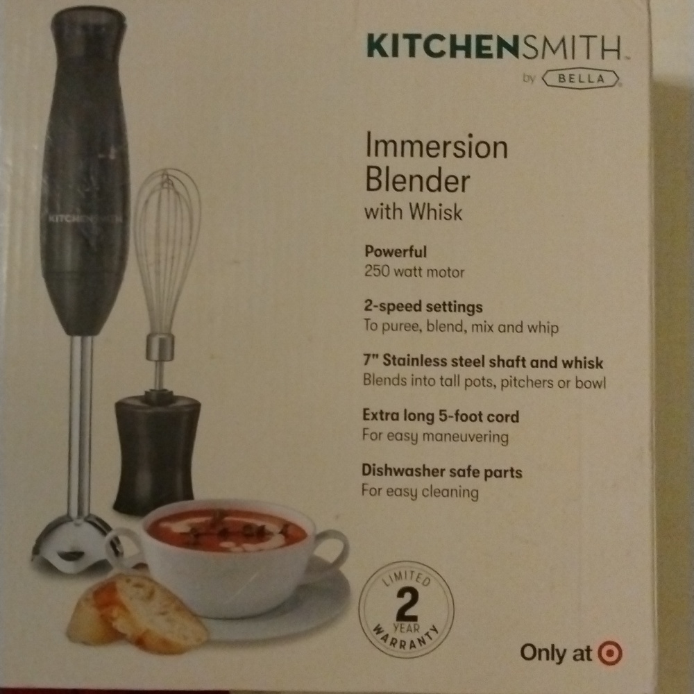 KitchenSmith by Bella Immersion Blender Black 250W Handheld Mixer New Open Box - Picture 2 of 2